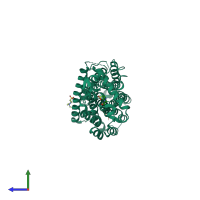 PDB entry 4grv coloured by chain, side view.