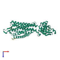 PDB entry 4grv coloured by chain, top view.