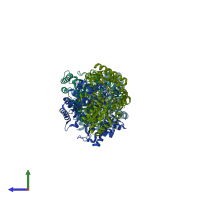 PDB entry 4grx coloured by chain, side view.