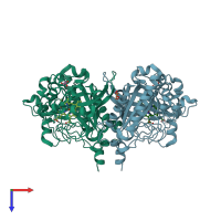 PDB entry 4gs1 coloured by chain, top view.