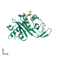 PDB entry 4gs4 coloured by chain, front view.