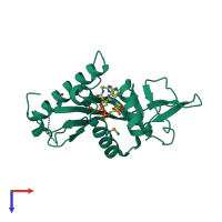 PDB entry 4gs4 coloured by chain, top view.