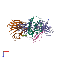 PDB entry 4gs7 coloured by chain, top view.