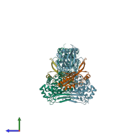 PDB entry 4gsk coloured by chain, side view.