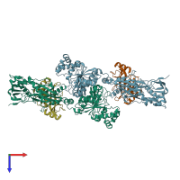 PDB entry 4gsk coloured by chain, top view.