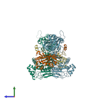 PDB entry 4gsl coloured by chain, side view.