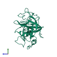 PDB entry 4gso coloured by chain, side view.