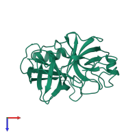 PDB entry 4gso coloured by chain, top view.