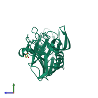 PDB entry 4gsq coloured by chain, side view.