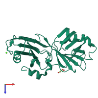 PDB entry 4gsq coloured by chain, top view.