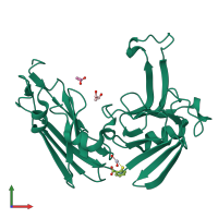 PDB entry 4gsr coloured by chain, front view.