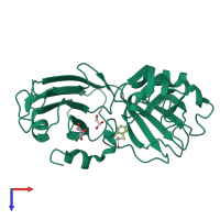 PDB entry 4gsr coloured by chain, top view.