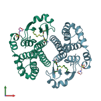 PDB entry 4gss coloured by chain, front view.