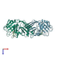 PDB entry 4gsu coloured by chain, top view.
