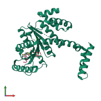 PDB entry 4gt1 coloured by chain, front view.