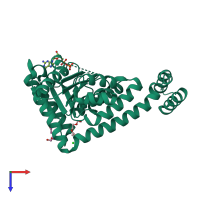 PDB entry 4gt1 coloured by chain, top view.