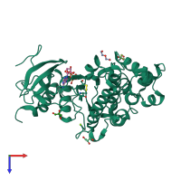 PDB entry 4gt3 coloured by chain, top view.