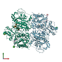 PDB entry 4gtw coloured by chain, front view.