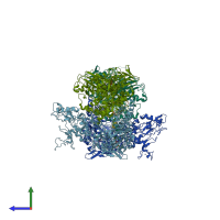 PDB entry 4gu0 coloured by chain, side view.