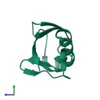 PDB entry 4gu2 coloured by chain, side view.