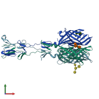 PDB entry 4gu3 coloured by chain, front view.