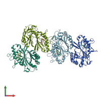 PDB entry 4gu7 coloured by chain, front view.
