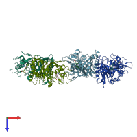 PDB entry 4gu7 coloured by chain, top view.