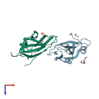 PDB entry 4guc coloured by chain, top view.