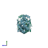 PDB entry 4gug coloured by chain, side view.