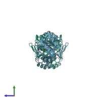 PDB entry 4guh coloured by chain, side view.