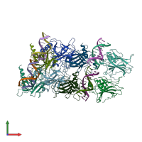 PDB entry 4guo coloured by chain, front view.
