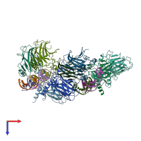 PDB entry 4guo coloured by chain, top view.