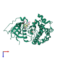 PDB entry 4gv1 coloured by chain, top view.