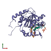 PDB entry 4gv3 coloured by chain, front view.