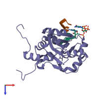 PDB entry 4gv3 coloured by chain, top view.