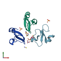PDB entry 4gv5 coloured by chain, front view.