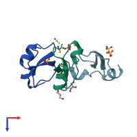 PDB entry 4gv5 coloured by chain, top view.