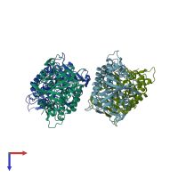 PDB entry 4gv7 coloured by chain, top view.