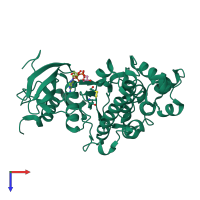 PDB entry 4gva coloured by chain, top view.