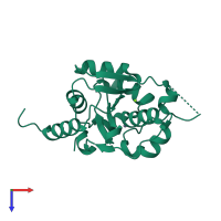 PDB entry 4gve coloured by chain, top view.