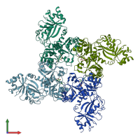 PDB entry 4gvl coloured by chain, front view.