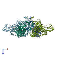 PDB entry 4gvl coloured by chain, top view.