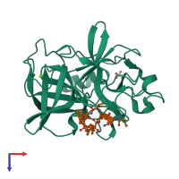 PDB entry 4gvu coloured by chain, top view.