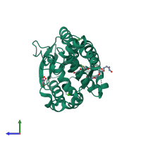 PDB entry 4gw3 coloured by chain, side view.