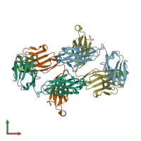 PDB entry 4gw4 coloured by chain, front view.