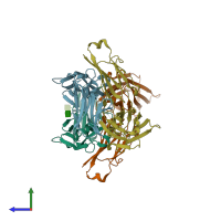 PDB entry 4gw4 coloured by chain, side view.