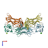 PDB entry 4gw4 coloured by chain, top view.