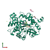 PDB entry 4gwe coloured by chain, front view.