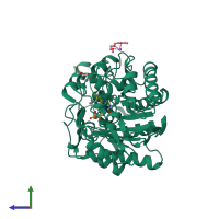 PDB entry 4gwe coloured by chain, side view.