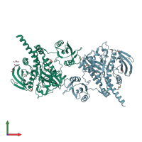 PDB entry 4gwf coloured by chain, front view.